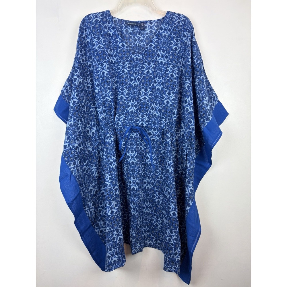 D Co Beach Top Cover up Blouse Womens Plus 2X Beach Vacation Blue Oversized